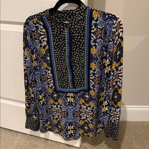 LOFT Multicolor Floral and Geometric Blouse